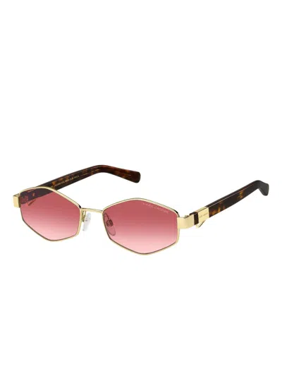 Marc Jacobs Geometric-frame Chain-strap Sunglasses In Gold
