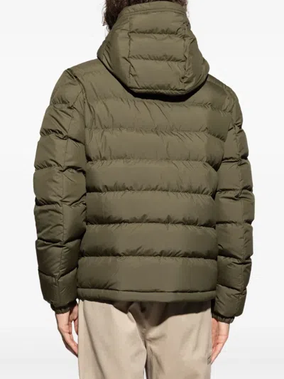 Moncler Laveraet Short Down Jacket With Hood In Green
