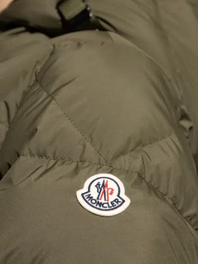Moncler Laveraet Short Down Jacket With Hood In Green