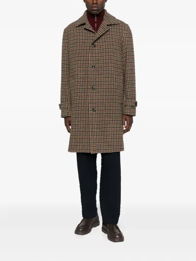 格纹单排扣外套