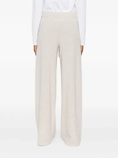 Lisa Yang Wide-leg Trousers With Ribbed Waistband And Drawstring Fastening In Neutral