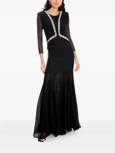 Amir Slama X Astrid Mesh-panel Maxi Dress In Black