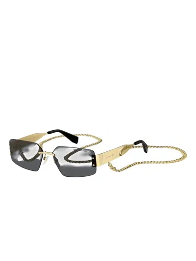 Marc Jacobs Chain-strap Rectangle-frame Sunglasses In Gray