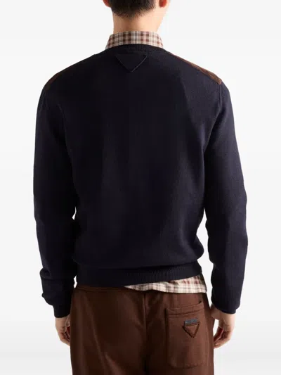 Prada Superfine Wool And Suede Sweater In Multi