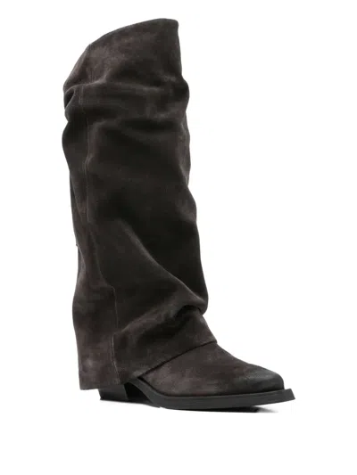 Ash Liam Buttoned Leather Boots In Brown