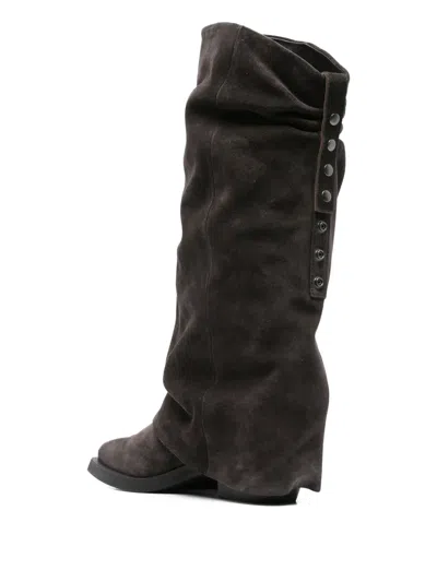 Ash Liam Buttoned Leather Boots In Brown