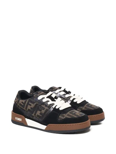 Fendi Match Ff Jacquard Low-top Sneakers In Brown