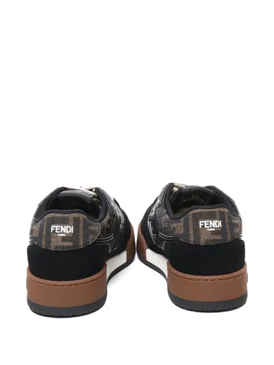 Fendi Match Ff Jacquard Low-top Sneakers In Brown