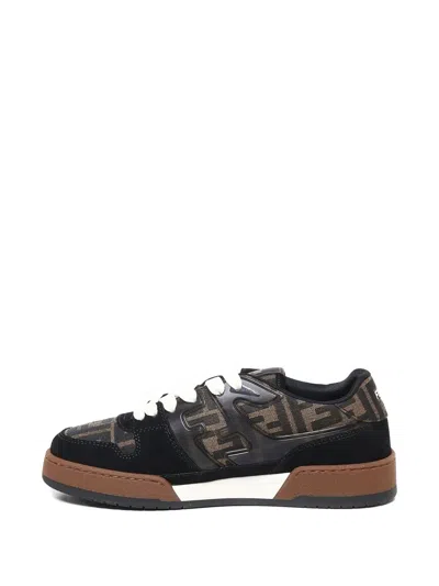 Fendi Match Ff Jacquard Low-top Sneakers In Brown