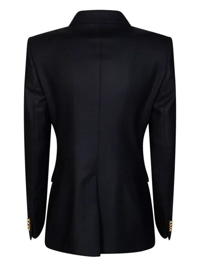 Tagliatore Double-breasted Blazer With Sharp Lapel And Gold-tone Buttons In Blue