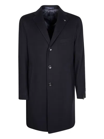 Tagliatore Single-breasted Wool Chacemire Coat In Blue