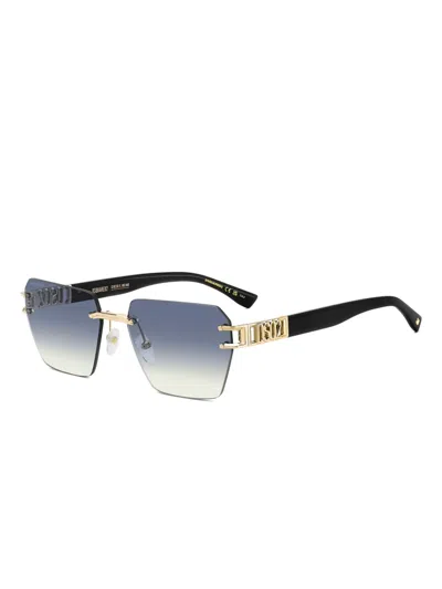 Dsquared2 Logo-plaque Rimless Sunglasses In Gold