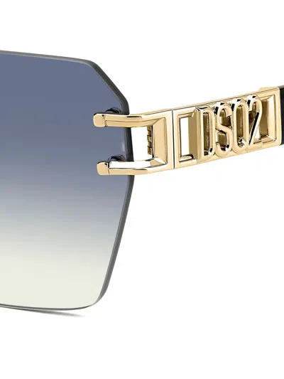 Dsquared2 Logo-plaque Rimless Sunglasses In Gold