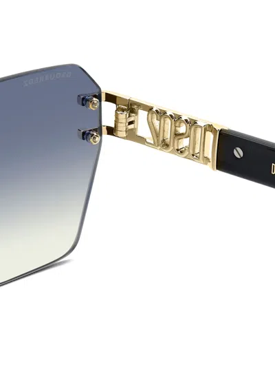 Dsquared2 Logo-plaque Rimless Sunglasses In Gold