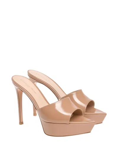 Gianvito Rossi 100mm Dasha Platform Pointed-toe Sandals In Brown