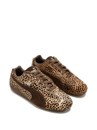 Puma Womens Leopard Brown Speedcat Og Leopard Leather Trainers In Animal Print