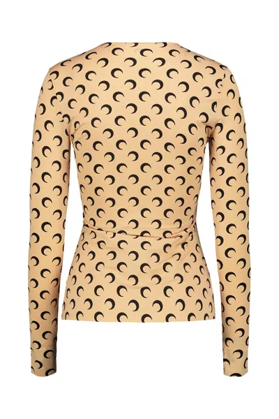 Marine Serre Recycled Moon Jersey Crewneck In Tan In Brown