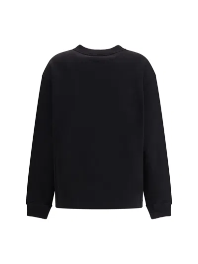 Dolce & Gabbana Logo Patch Cotton Crew Neck Sweatshirt In Black