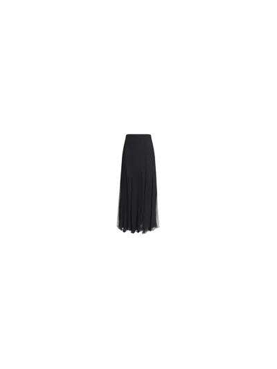 Chloé Maxi Skirt With Sheer Overlay And Flowy Design In Black