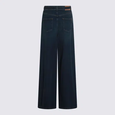 Twinset Wide-leg Trousers With Pockets And Loops In Blue