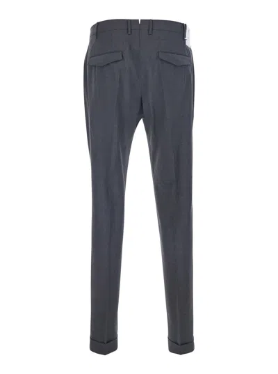 Pt Torino Grey Slim Pants With Concealed Closure In Virgin Wool Man In Gray