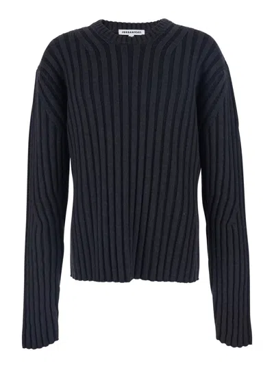 Jordanluca Ribbed Design Cotton Sweater In Black