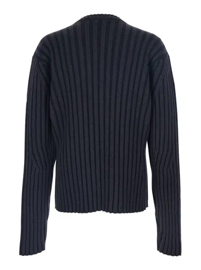 Jordanluca Ribbed Design Cotton Sweater In Black