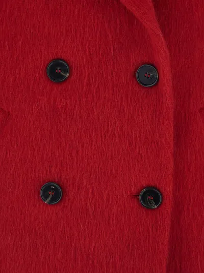 Msgm Double-breasted Coat In Red