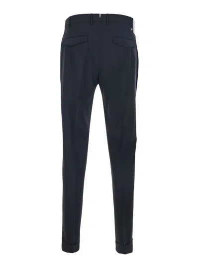 Pt Torino Grey Slim Pants With Concealed Closure In Virgin Wool Man In Blue