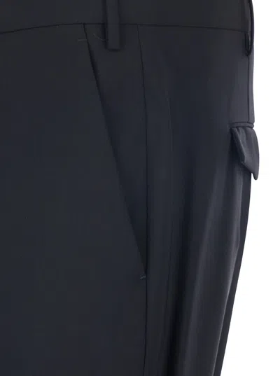 Pt Torino Grey Slim Pants With Concealed Closure In Virgin Wool Man In Blue