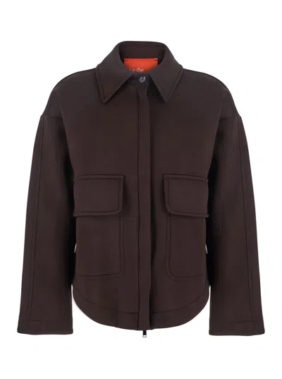 Merci Classic-collar Flap-pocket Jacket In Brown