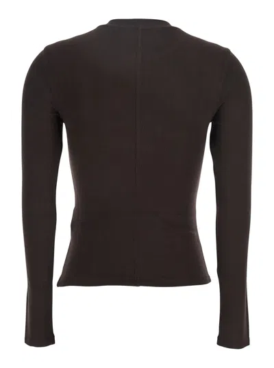 Frame Crew-neck Ribbed-knit Sweater In Brown