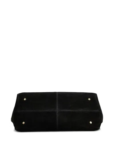 Tod's Medium Di Bag Folio Leather-suede Striped Tote Bag In Black