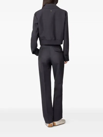 Tod's Short Bomber Jacket In Wool Gabardine In Blue