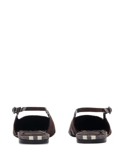 Burberry Check Slingback Flat Pumps In Multi