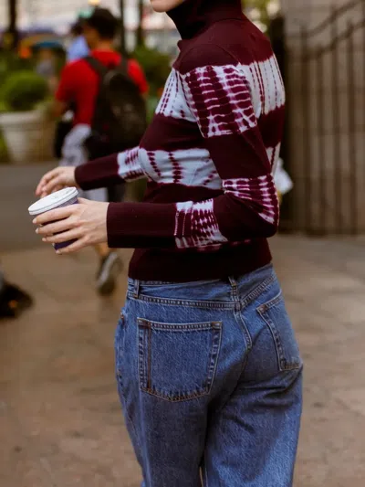 Cara Cara Reese Turtleneck Tie-dyed Top In Red