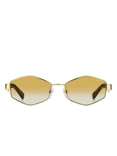 Marc Jacobs Geometric-frame Chain-strap Sunglasses In Yellow