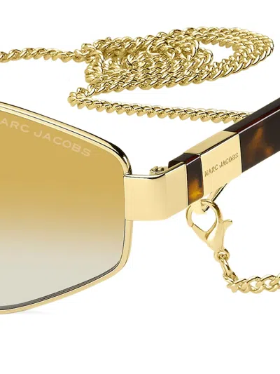 Marc Jacobs Geometric-frame Chain-strap Sunglasses In Yellow