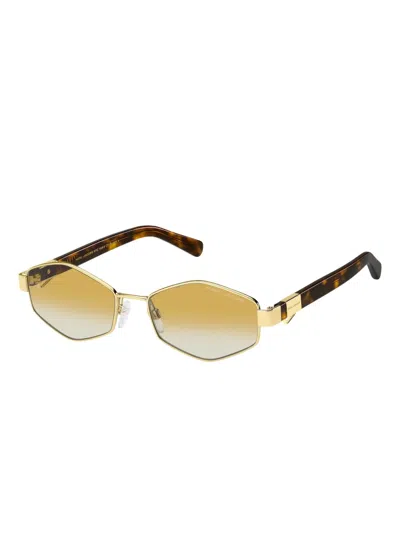 Marc Jacobs Geometric-frame Chain-strap Sunglasses In Yellow