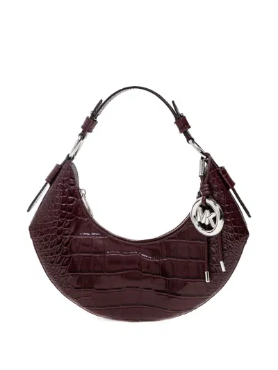 Michael Michael Kors Medium Koa Crocodile-effect Logo-charm Shoulder Bag In Burgundy