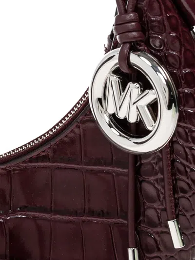 Michael Michael Kors Medium Koa Crocodile-effect Logo-charm Shoulder Bag In Burgundy