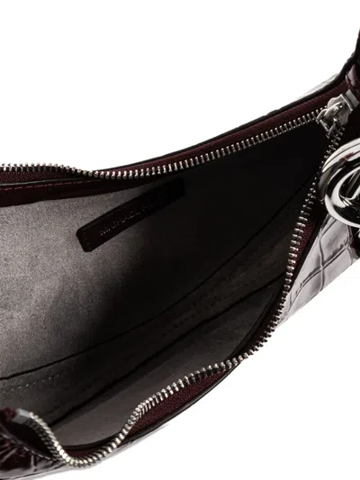 Michael Michael Kors Medium Koa Crocodile-effect Logo-charm Shoulder Bag In Burgundy