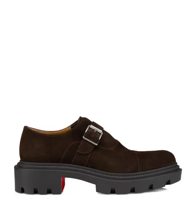 Christian Louboutin Oxyford College Suede Monk Strap Oxford In Brown