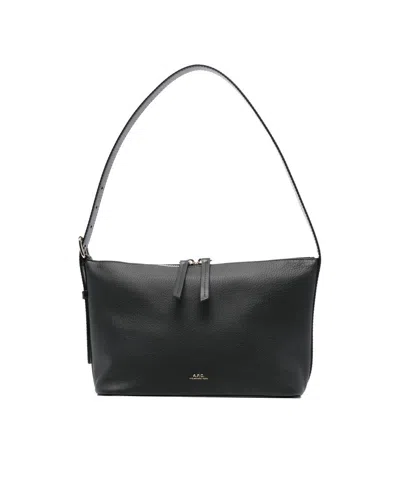 Apc A.p.c. Vera Grained Leather Shoulder Bag In Blue