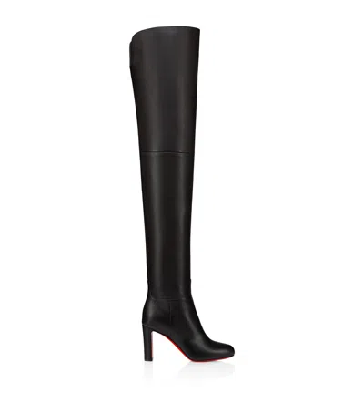Christian Louboutin Loo Botta Leather Thigh-high Boots 85 In Black