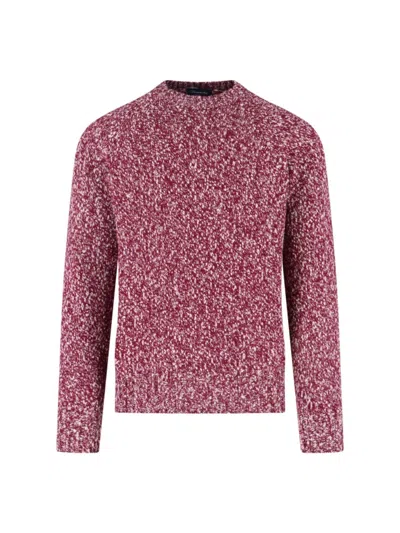 Drumohr Grape-coloured Pattern Wool Sweater In Burgundy