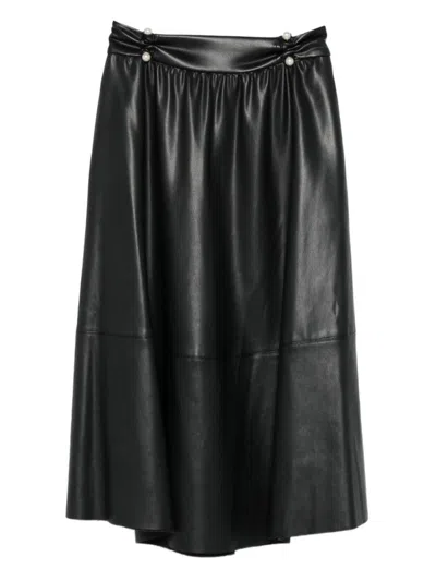 Liu •jo Liu Jo A-line Skirt With Button Detailing And Gathered Waistband In Black
