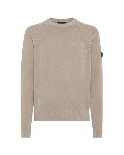 Peuterey Plush Crewneck Knit Sweater With Ribbed Detailing In Multi