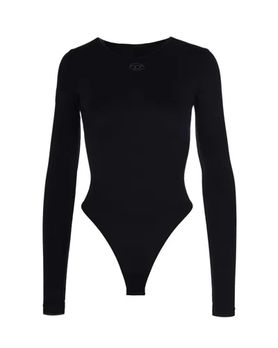 Diesel Angelina-utlt Logo-detail Bodysuit In Black