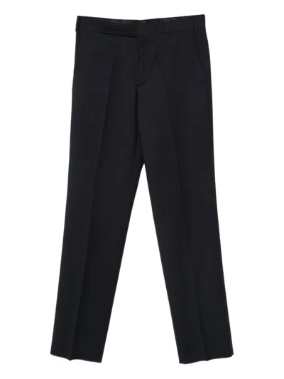 Lardini Virgin Wool Blend Straight-leg Trousers In Blue